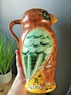 Beautiful Rare Hj Wood Ltd Pottery Owl Art Deco Water Jug Pitcher Vase Vintage