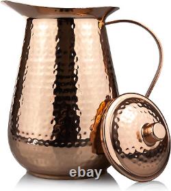 Bedside Water Carafe Pitcher Copper with Lid 68 Oz Drink More Lower Your Sugar