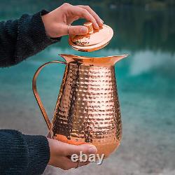 Bedside Water Carafe Pitcher Copper with Lid 68 Oz Drink More Lower Your Sugar