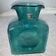 Blenko Bright Turquoise Teal Hand Made Art Glass Double Spout Water Jug Bottle