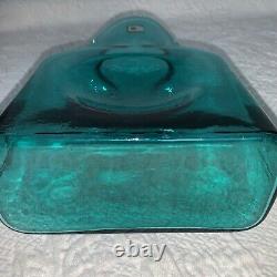 Blenko Bright Turquoise Teal Hand Made Art Glass Double Spout Water Jug Bottle