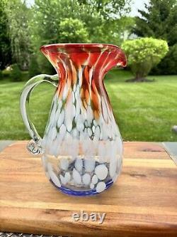 Blenko Confetti Art Glass Water Carafe Pitcher 10.75 USA WithTag Limited Edition