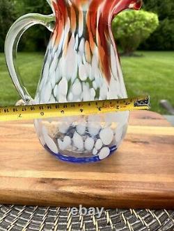 Blenko Confetti Art Glass Water Carafe Pitcher 10.75 USA WithTag Limited Edition