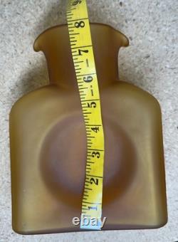 Blenko Glass Blue / Frosted Amber Double Spout Water Jug Carafe Pitcher