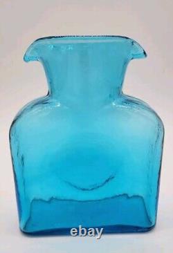 Blenko HTF 50's Ice Blue 384 Water Bottle, Double Spout Pitcher