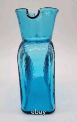 Blenko HTF 50's Ice Blue 384 Water Bottle, Double Spout Pitcher