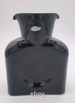 Blenko HTF EBONY 384 Water Bottle, Double Spout Pitcher