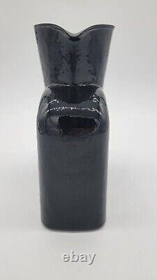 Blenko HTF EBONY 384 Water Bottle, Double Spout Pitcher