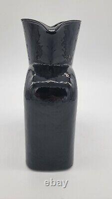 Blenko HTF EBONY 384 Water Bottle, Double Spout Pitcher