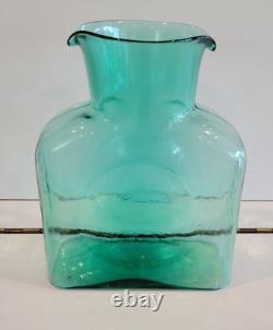 Blenko Seafoam Green Teal Double Spout Jug Pitcher 8 Inches Holds 42 Ozs