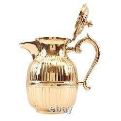 Brass Barrel Design Jug Pitcher with Lid 1250 ML for Storage & Serving Water