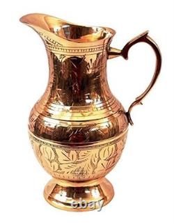 Brass Jug/Pitcher Designer Embossed Mughal Style for Serving Drinking Water Jug