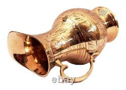 Brass Jug/Pitcher Designer Embossed Mughal Style for Serving Drinking Water Jug