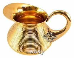 Brass Lining Designer Jug Pitcher 1200 ML Serving Storage Water Brown Drinkware