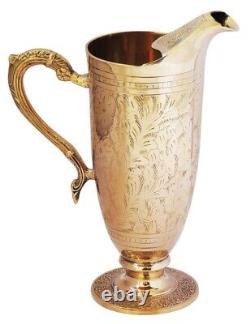 Brass Mughal Design Pitcher Water Jug without Lid 1.3 Ltr