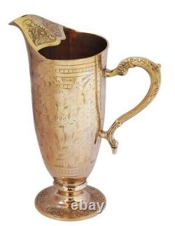 Brass Mughal Design Pitcher Water Jug without Lid 1.3 Ltr