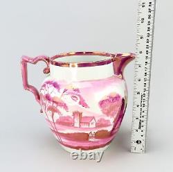 C1820s Rare Large English Staffordshire Pink Lustre Water or Milk Pitcher Jug