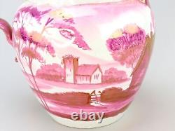 C1820s Rare Large English Staffordshire Pink Lustre Water or Milk Pitcher Jug