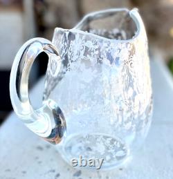 CAMBRIDGE Glass Rose Point GrannyCore Etched Water Pitcher Jug RARE 76 OZ 7 3/4