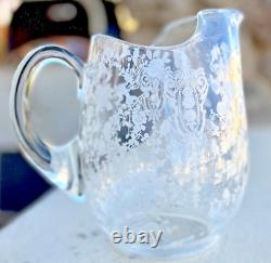 CAMBRIDGE Glass Rose Point GrannyCore Etched Water Pitcher Jug RARE 76 OZ 7 3/4