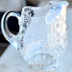 CAMBRIDGE Glass Rose Point GrannyCore Etched Water Pitcher Jug RARE 76 OZ 7 3/4
