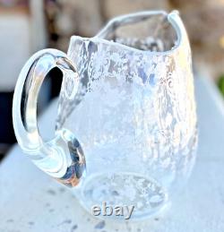 CAMBRIDGE Glass Rose Point GrannyCore Etched Water Pitcher Jug RARE 76 OZ 7 3/4
