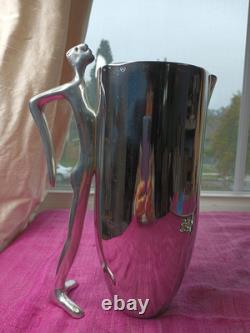 Carrol Boyes Water Jug Standing Man Handle Vtg Metal Bar Pitcher South Africa11