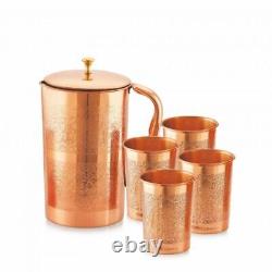 Cello Copper Water Pitcher With Tumblers, Floral Printed, Home Office, Gift Item