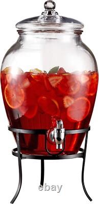 Chic 2.64 Gal Cold Drink Jug with Stylish Metal Stand Perfect for Celebrations