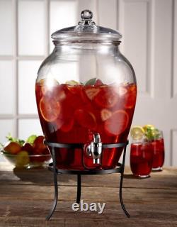 Chic 2.64 Gal Cold Drink Jug with Stylish Metal Stand Perfect for Celebrations