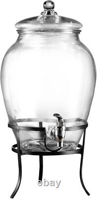 Chic 2.64 Gal Cold Drink Jug with Stylish Metal Stand Perfect for Celebrations