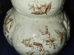 Clementson Brothers Water Pitcher Jug 1891 1916 Sweet Pea Ironstone. Brown