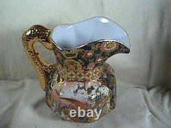 Cloisonne Water Pitcher Jug Enameled Bird Butterflies Gold Serpent/Snake Handle