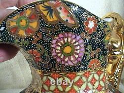 Cloisonne Water Pitcher Jug Enameled Bird Butterflies Gold Serpent/Snake Handle