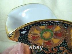 Cloisonne Water Pitcher Jug Enameled Bird Butterflies Gold Serpent/Snake Handle