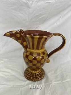 Collectible MacKenzie Childs Wittika Large Gorgeous brown&yellow Water Pitcher