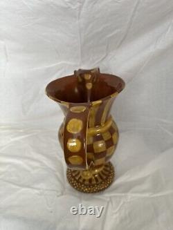 Collectible MacKenzie Childs Wittika Large Gorgeous brown&yellow Water Pitcher