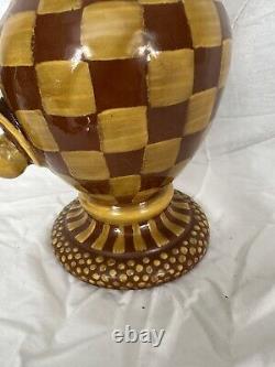 Collectible MacKenzie Childs Wittika Large Gorgeous brown&yellow Water Pitcher