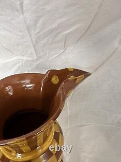 Collectible MacKenzie Childs Wittika Large Gorgeous brown&yellow Water Pitcher