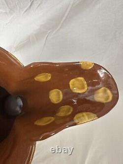 Collectible MacKenzie Childs Wittika Large Gorgeous brown&yellow Water Pitcher