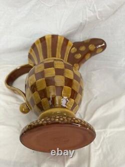 Collectible MacKenzie Childs Wittika Large Gorgeous brown&yellow Water Pitcher