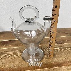 Communal Holy Water Jug / Cantir in Hand Blown Glass Antique 19th Century