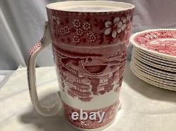 Copeland Spode Tower Pink 50 Oz Pitcher 7 7/8 Hot Water Jug Oval Stamp England