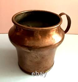 Copper Antique 19th Century Farmhouse Water Jug Pitcher Hammered Dovetail Joint