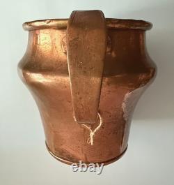 Copper Antique 19th Century Farmhouse Water Jug Pitcher Hammered Dovetail Joint