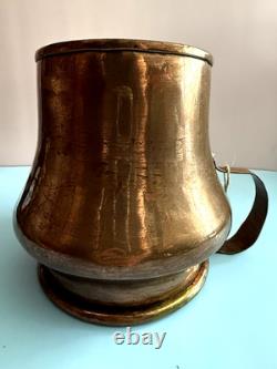 Copper Antique 19th Century Farmhouse Water Jug Pitcher Hammered Dovetail Joint