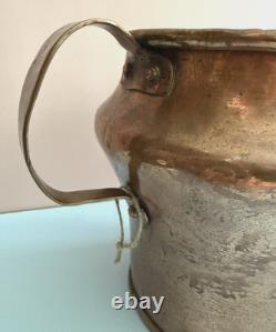 Copper Antique 19th Century Farmhouse Water Jug Pitcher Hammered Dovetail Joint