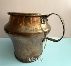 Copper Antique 19th Century Farmhouse Water Jug Pitcher Hammered Dovetail Joint