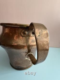 Copper Antique 19th Century Farmhouse Water Jug Pitcher Hammered Dovetail Joint