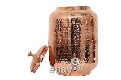 Copper Hammered Water Dispenser Storage Pot 8L Copper Drinking Glass Pitcher Jug